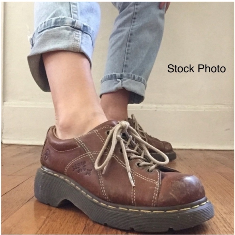 Dr. Martens Vintage Y2K | Brown Leather | 12283 Daisy Splat | Platform Oxford